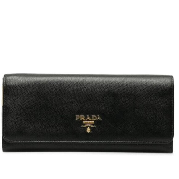 PRADA Black Saffiano Leather Long Wallet 175-013025 - Picture 1 of 8